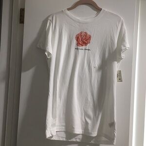 5/$25.  NWT Free State White and Pink Rose Graphic Tee.